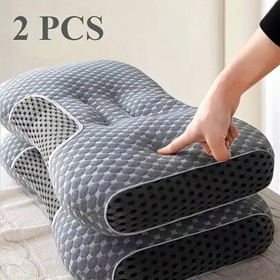 2er-Set Nackenkissen, ergonomisches Nackenstützkissen mit weichem, atmungsaktivem Bezug