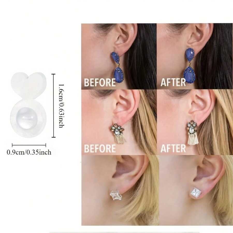 6pcs These Silicone Anti - Sagging Heart - Shaped Ear Backs Are A Must - Have For Earring Lovers, Providing A Firm Hold That Prevents Them From Drooping Or Getting Lost - Multicolor - View 1