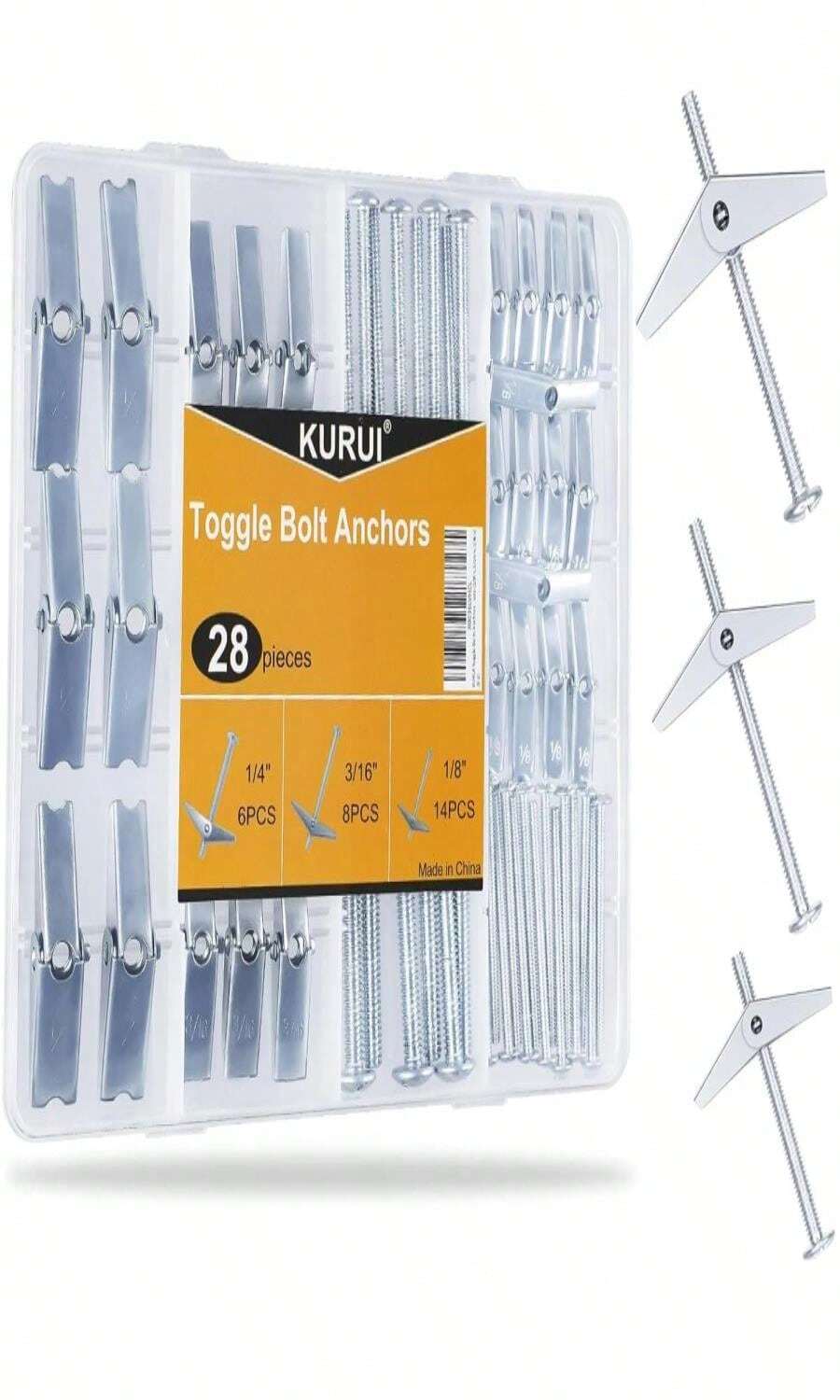 KURUI 28Pcs Heavy Duty Hollow Wall Anchors For Drywall Ceiling, Toggle ...