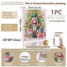 1 件带画框/画布的圣诞墙饰，粉色和绿色胡桃夹子绘画，圣诞主题海报，圣诞卧室装饰，房间装饰，家居装饰，客厅装饰，圣诞饰品，冬季装饰，家居冬季装饰，圣诞墙饰 - 彩色 - 查看 15