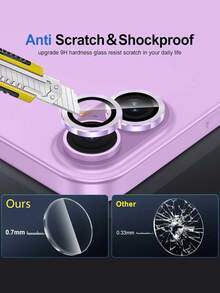 Juego de 3 piezas adecuado para 17/17 Pro/17 Pro Max/17 Air16 Pro/16 Pro Max, película protectora de lente de cámara, anillo de metal brillante con diamante, película protectora resistente a los arañazos de dureza 9H, accesorios de moda para teléfonos móviles, compatible con carcasas protectoras