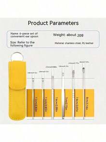 6-Piece Stainless Steel Ear Cleaning Kit - Ergonomic Earwax Remover With Spiral Design, Travel-Ready Compact Case & Family- Tools, Non-Invasive Daily Care For Men & Women (Office & Business) - 彩色 - 查看 5