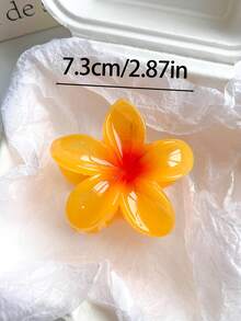 2个/1个女士白色和黄色渐变花朵大号7.3厘米/2.87英寸轻质塑料发夹，时尚百搭高端优雅简约纯色发爪，适合日常、休闲、派对、通勤、海滩、沐浴、化妆、搭配服装的优雅发饰，优雅发夹，冬季发饰，夏季发饰。 - 彩色 - 查看 2