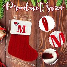 1 pezzo Calza natalizia classica, 7" Borsa regalo in maglia ricamata con alfabeto e caramelle, calza decorativa in poliestere con corda per appendere all'albero di Natale, decorazioni natalizie, borsa regalo, decorazioni per la casa, decorazioni natalizie per la stanza, decorazioni natalizie invernali per la casa, regali di Natale, decorazioni natalizie - Multicolore - Visualizzare 3