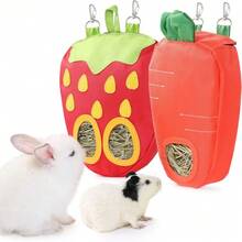 Timothy Hay Dispenser For Rabbits Guinea Pigs Hay Bag Rack Manage Storage Hanging Large No Mess For Bunny Accessories,21020070 - Red - View 1