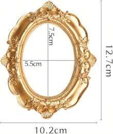 BESPORTBLE Vintage Picture Frame Resin Golden Ornate Textured Oval Desktop Photo Frame Photo Holder Jewelry Display Frame Home Decoration