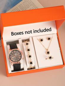 1pc Women's Fashion Simple 3-Eye Roman Scale Dial Quartz Wrist Watch & 6pcs Women's Elegant Quartz Watch Set (No Box) - Multicolor - View 11