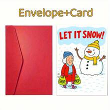 1 Stück "Let It Snow" witzige Winter Grußkarte für Freunde und Familie, perfekt für Feiertags-Wünsche, saisonales humorvolles Design, ideal für Weihnachten und Winterfeiern, Umschlag + Grußkarte