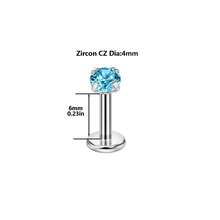 G23 Titanium Hypoallergenic Flat Back Nose Ring Studs Inlaid CZ Nose Nails 16G Internally Threaded Labret Medusa Lip Studs For Tragus Cartilage Piercing Jewelry Internally Threaded Nose Rings Studs Red Pink Blue Black 2mm 3mm 4mm 5mm Piercing Jewelry Decoration For Women