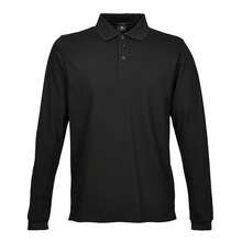 Mens Luxury Stretch Long Sleeve Polo Shirt (Black) - Coffee Brown - View 2