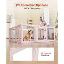 Dog Whelping Box, 60x59x23 In Transparent Plastic Dog Whelping Pen For X-Large Sized Dogs, Waterproof Puppy Playpen With Windows & Door Lock, Easy To Clean, Durable Indoor Pet Dogs Cats Birth Kit - Extra Large Dog (XL) Light Pink - 查看 2