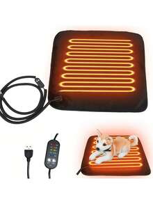 Adjustable Temperature Pet Dog Heating Pad, Waterproof & Bite-Proof Electric Dog Blanket With Timer, Pet Sleep Supplies, Pet Seat, USB Foldable Heating Mattress - Multicolor - View 8