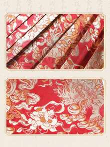 汉服马脸裙 | 2026新年中国风复古鎏金褶裥半身裙 - 高腰A字系带连体百搭下装 - 大紅色 - 查看 6