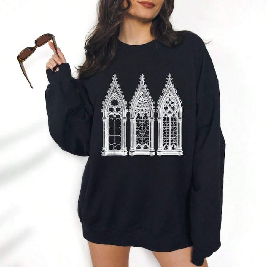 Gothic Cathedral - Crewneck Sweatshirt - 黑色 - 查看 1