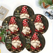 2pcs/4pcs/6pcs Elf Pattern Printed Silica Gel Placemats, Christmas Decor & Gift, Suitable For Dining Table, Coffee Bar, All Seasons, Washable Tabletop Mats, Room Decor, Coasters, Draining Mats, Kitchen Dining Mats, Indoor/Outdoor Party Decorations, Home Decor, Ideal Gift