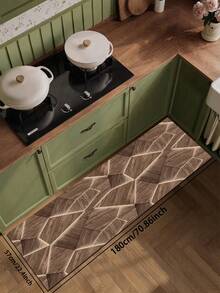 1pc Brown Wood Grain Pattern Kitchen Mat Made Of Diatomaceous Earth, Cushioned Anti-Fatigue Durable Soft Rubber Backing, Suitable For Kitchen, Bathroom, Entryway, Laundry Room, Customizable Size