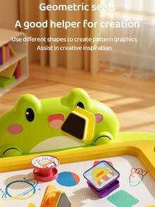 儿童磁性画板 - 4色书写绘画涂鸦板，带印章，适合学龄前男孩女孩，涂鸦板学习益智玩具，3岁以上儿童生日礼物 - 彩色 - 查看 4