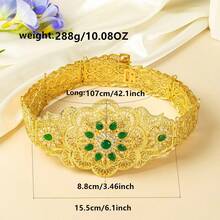 1pc Moroccan Women's Elegant Luxurious Gold-Plated Metal Waist Belt With Carved Floral Cutout Pattern, Kaftan Bridal Jewelry Accessory