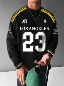 2025 Spring/Summer Fashionable Sporty Street-Style Print Long Sleeve, For Fall - Black - View 6