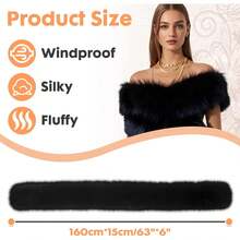 Faux Fur Scarf Wrap For Women, Long Plush Winter Shawl Collar, Warm Convertible Scarf  Neck Warmer, Elegant Evening Cape Bolero - Leopard - 查看 9
