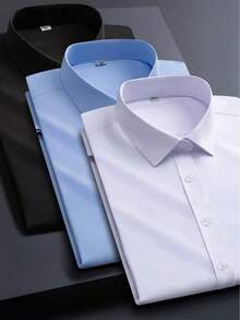 Kit 3 Men's Long Sleeve Dress Shirts - Multicolor - View 1