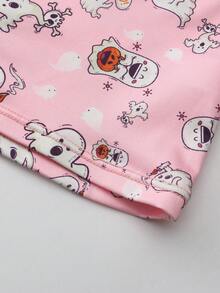 Dircho 2pcs Women Gothic Halloween Skulls Print Contrast Binding Boyshorts, Comfy & Soft & Elastic Waist Intimates Panties, Women's Lingeries & Underwear - Multicolor - View 5