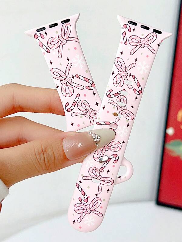 1 szt. Silikonowy pasek do zegarka z nadrukiem różowej kokardki, kompatybilny z paskiem do zegarka o szerokości 38 mm, 40 mm, 41 mm, 42 mm, 44 mm, 45 mm, 49 mm (S10 42) mm (S10 46) mm, Modne, miękkie silikonowe paski do zegarków sportowych, kompatybilne z serią 11 Ultra 3 SE3 Ultra 2 S10 SE2 9 8 7 SE 6 5 4 3 2 1, Eleganckie akcesoria do zegarków damskich, Pasek/pasek do inteligentnego zegarka, Unikalny, spersonalizowany i stylowy pasek