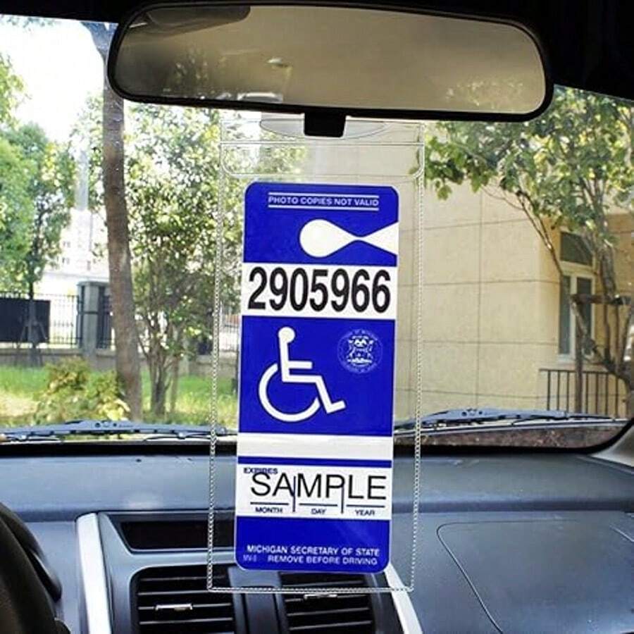 1PC Ultra Transparent Protector Reusable PVC Handicap Parking Placard Protector With Large Hook - Ultra Transparent Disabled Parking Permit Cover With Glossy Finish Handicap Parking Sign Holder With Large Hanger