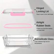 SHElN Glass Food Storage Container 10-Piece Set, High Borosilicate Glass With Leakproof Lids, Stackable & Microwave/Dishwasher  For Kitchen Pantry & Meal Prep, Ideal For Home Cooks & Families - Pink - View 3