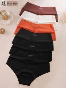 Aofeiqike 6条装高腰加大码女士无缝比基尼内裤，舒适透气丝滑，适合孕妇，性感田园甜美休闲风 - 彩色 - 查看 9