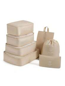 8 pièces Boîtes organisatrices de bagage de voyage, comprenant des sacs de rangement compressés pour chaussures, des sacs pour vêtements et sous-vêtements, un ensemble de cubes d'emballage pour valise