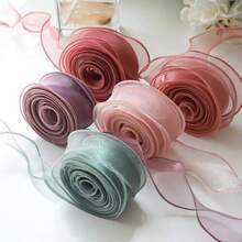 10Yards/Roll Sheer Chiffon Ribbon Organza Satin Ribbons For Gift Wrapping Decoration Wedding Bouquets Wreath Sewing Supplies