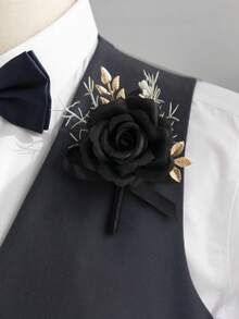 1 peça de elegante corsage masculino para terno, boutonnière de flor artificial para homens, boutonnière de rosa de seda para noivo e padrinhos, casamento boho, corsage minimalista para noivo, broche de flor de lapela com toque realista - Casamento moderno (opções coloridas), baile de formatura, eventos formais, acessórios para o Dia dos Namorados - Flor na lapela - Ver 5