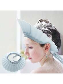 1个婴儿硅胶浴帽，柔软可调节防晒帽，保护头部、眼睛和耳朵，粉色 - 彩色 - 查看 12