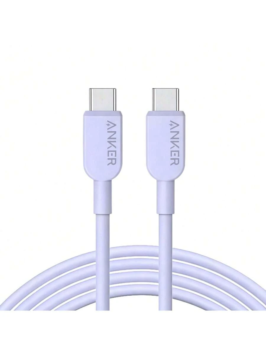 anker A81E USB-C Data Cable, Durable Nylon Braided Design, 100W High-Power Fast Charging, Multi-Device Compatibility, Two-In-One Data Transfer And Charging, Purple - Purple - View 1