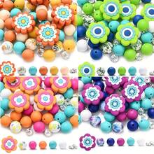 70pcs Colorful Flower Silicone Bead Set - Ideal For DIY Crafting Keychains, Necklaces, Bracelets, Decorative Pens, Jewelry And Pendants