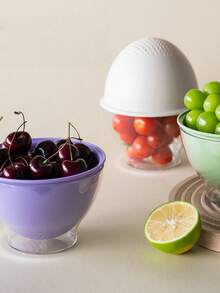 1pc 2-In-1 Thickened Fruit Bowl & Vegetable Basket, Cute Dual-Layer Washing Draining Basket For Home Use,Kitchen Items For Ultimate Kitchen Efficiency With Cozy Fall& Winter Styles, Sink Side Hygienic Kitchen Tools