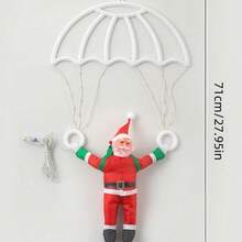 1个圣诞老人降落伞灯，创意圣诞老人降落伞造型，USB供电，多种照明模式，适合冬季和圣诞节装饰，可用于圣诞树、客厅、卧室、餐厅玻璃和墙面装饰。