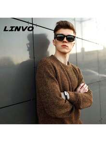 Gafas de sol polarizadas LINVO para hombres, gafas de sol para conducir, diseño retro de los 80, cuadradas - transparente - Ver 8