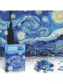 1000 片星夜拼图，减压迷你拼图玩具，配有拼图碎片和绘图纸，是送给成人艺术品和家庭游戏的最佳礼物 - 星空 - 月光小屋 - 海豚 - 海洋世界拼图 - 高难度拼图 - 休闲和缓解压力 - 礼物