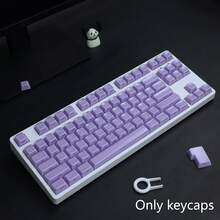 136键多色（白/粉/紫/蓝）水晶果冻键帽，PC透明材质，兼容MX轴，6.25U空格键，适用于61、64、68、82、84、87、96、98、100、104、108键机械键盘。简约风格，机械键盘DIY改装键帽。 - 136鍵側刻 - 查看 9