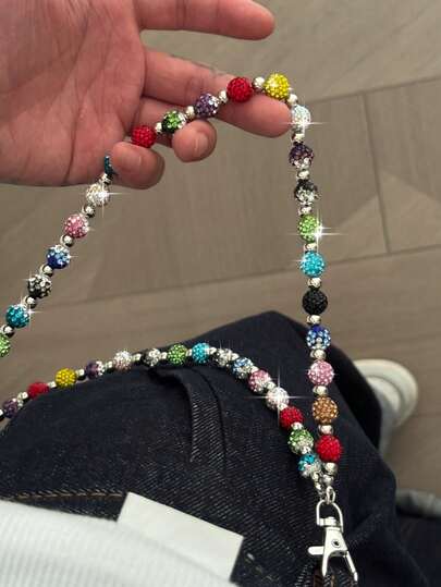 1pc Fashionable Elegant Minimalist Multi-Layer Colorful Crystal Waist Chain, Men's Charming Body Chain, For Pants Decoration, Suitable For Casual, Music Festival, Party Wear