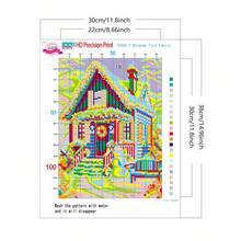 Christmas Gift DIY Cross Stitch Kit - Cozy Christmas Red House In Snow, 11CT Beginner Friendly, Home Decor Wall Art Material Set