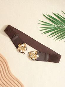 1 Stück eleganter elastischer Taillengürtel für Damen in Mehrfarbig, modischer Gürtel mit goldenem Blumenverschluss, vielseitig verwendbarer hochwertiger Taillengürtel für Kleider, Hemden, Jacken