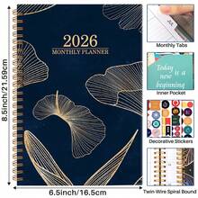 1pc 2026 Weekly & Monthly Planner Notebook, Spiral Bound, Floral Design, Multi-Functional Calendar, Diary, Memo Pad For Office, Students - Multicolor - View 14