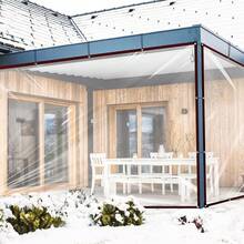 带索环的透明防水布，重型防水油布，用于户外门廊的透明乙烯基防水布，用于露台围栏、雨、风、冷、鸡舍等的透明防水布