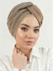 1 件女士长袍配饰纯色头巾帽子头巾头巾头带日常下帽面纱服装 - 顏色 - 查看 24