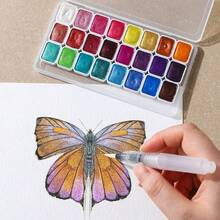 24 Colors Pearl Watercolor Paint Set - Vibrant Solid Packaging, Suitable For Chinese Painting, Thangka Calligraphy And Color Art Creation, Suitable For Professional Art Use, Glitter Watercolor Paints - 24 colour sunset - View 3