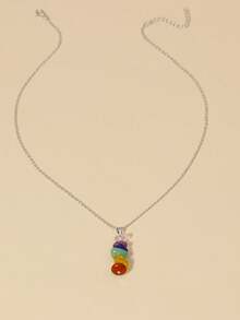 1pc Women's Creative Multi-Color Stone Pendant Necklace, Suitable For Daily Wear And Gift, Comes With Brand Box