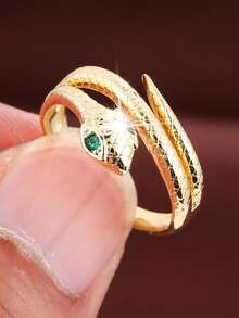 1pc Minimalist Snake Design Cubic Zirconia Women Ring